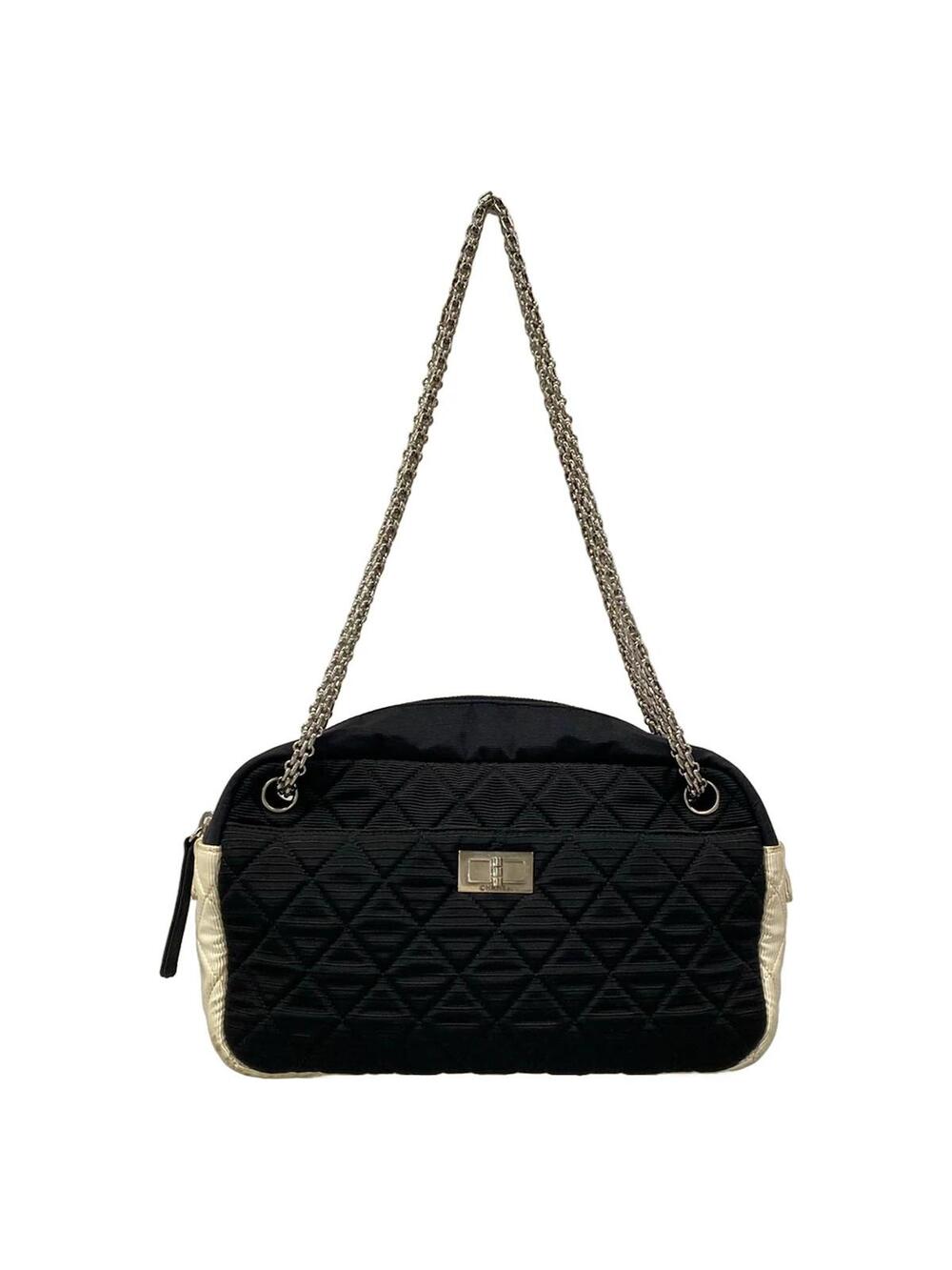 Chanel 2.55 Matelass Black White Nylon #305392C82B